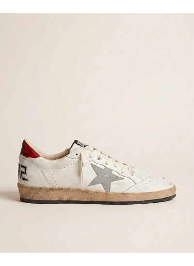 Mens Ball Star in Grey Leather with Grey Star and Red Heel Tab