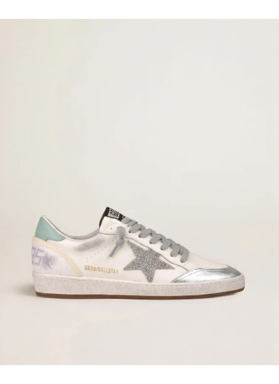 Ball Star in White Leather With Mint Green Heel Tab and Silver Star