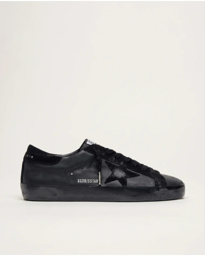 Mens Super-Star in Black Leather With Black Sole