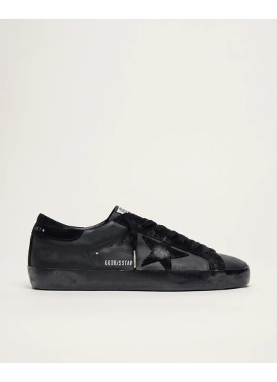 Mens Super-Star in Black Leather With Black Sole