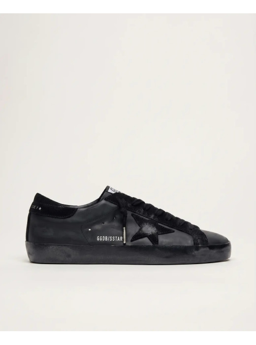 Mens Super-Star in Black Leather With Black Sole