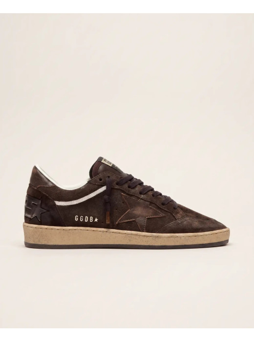 Mens Ball Star in Brown Suede with Brown Leather Star and Heel Tab