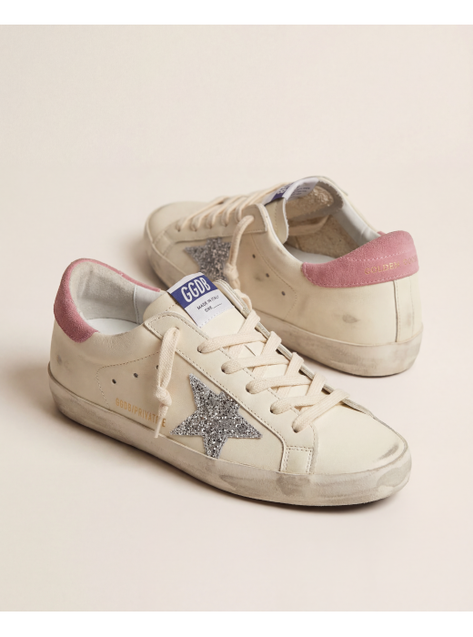 Super Star Beige silver glitter star