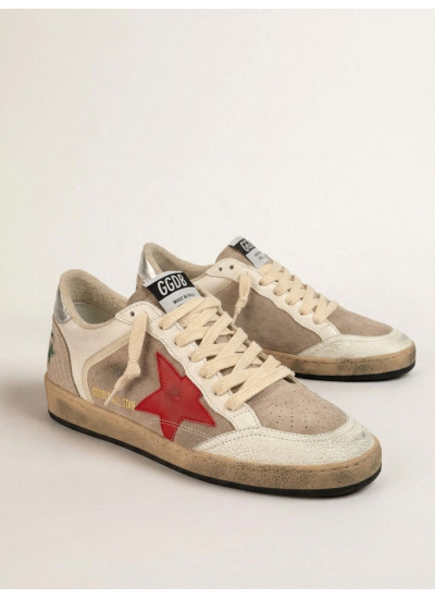 Ball Star in Beige Suede With Red Star
