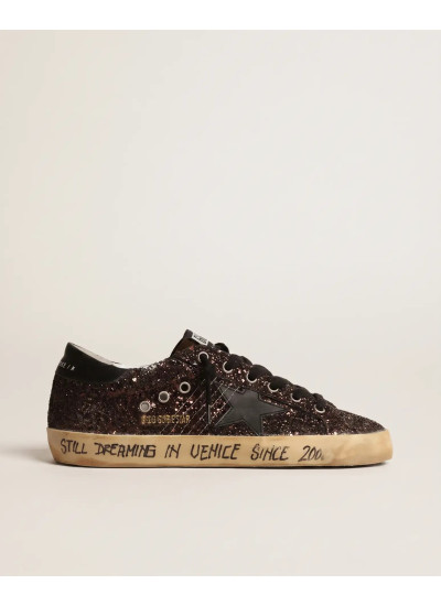 Super-Star In Brown Glitter With Black Leather Star And Heel Tab