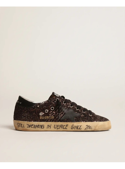 Super-Star In Brown Glitter With Black Leather Star And Heel Tab