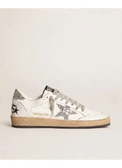 Ball Star Sneakers in Silver Glitter and Ice Grey Suede