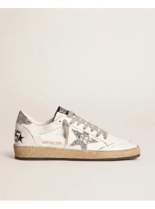 Ball Star Sneakers in Silver Glitter and Ice Grey Suede