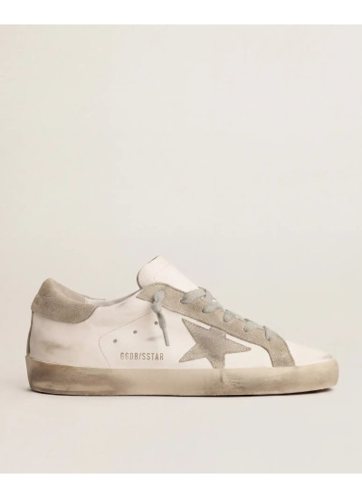 Mens Super-Star Sneakers in Grey Suede With Grey Star and Grey Heel Tab