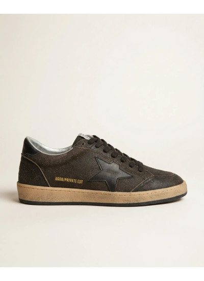 Mens Ball Star in Dark Brown Leather With Black Star