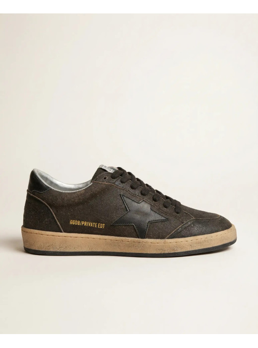 Mens Ball Star in Dark Brown Leather With Black Star