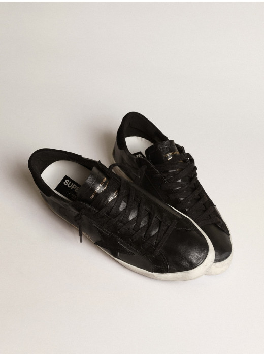Mens Super-Star in black nappa with black suede star and heel tab