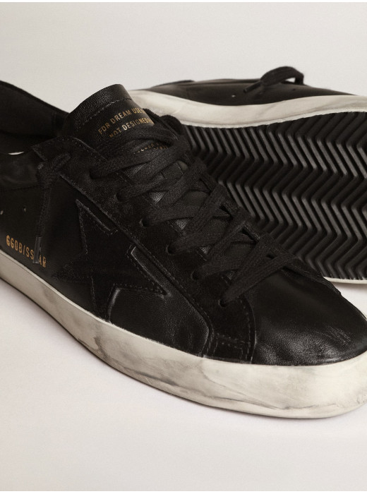 Mens Super-Star in black nappa with black suede star and heel tab