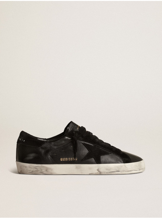 Mens Super-Star in black nappa with black suede star and heel tab