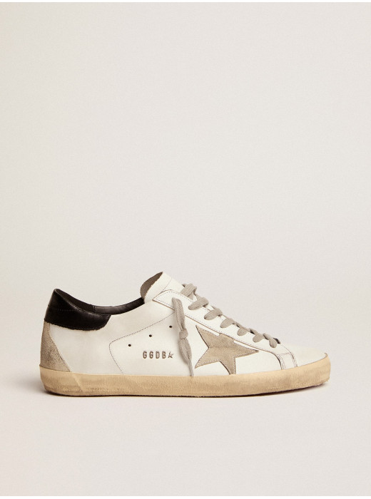 Mens Super-Star with black heel tab and metal stud lettering