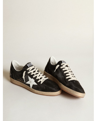 Mens Ball Star in black suede with white leather star
