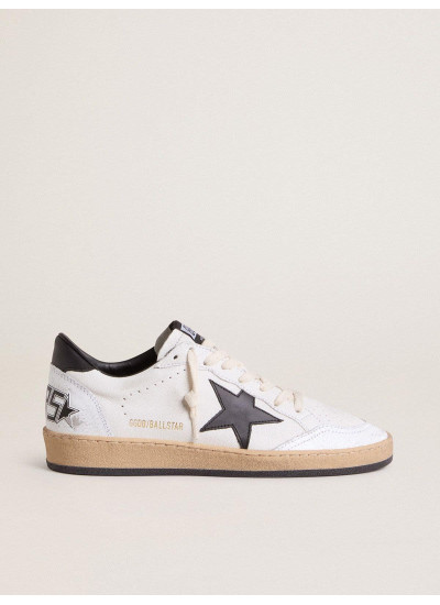 Mens Ball Star in white nappa with black star