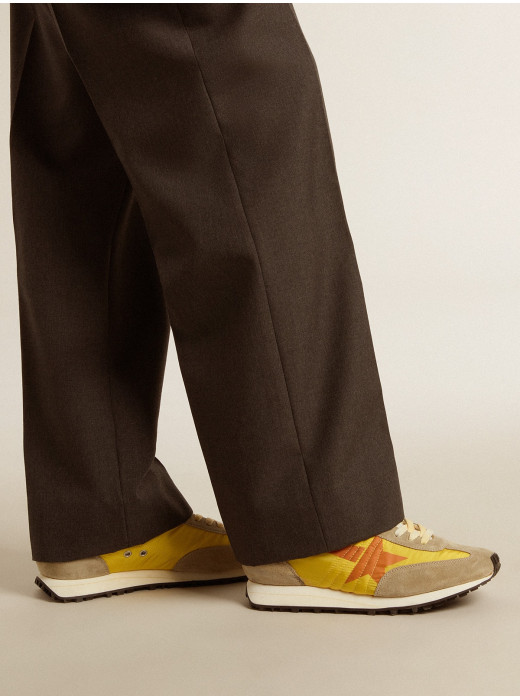 Mens Marathon with yellow nylon upper and orange star
