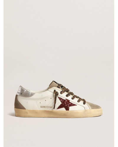 Super-Star with burgundy glitter star and silver heel tab