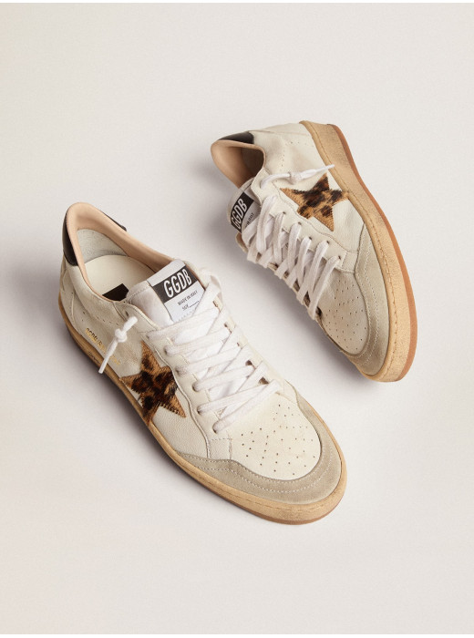 Ball Star with leopard print pony skin star and black heel tab