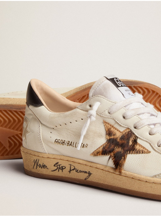 Ball Star with leopard print pony skin star and black heel tab