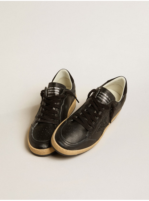 Ball Star in black nappa with black glitter star and suede heel tab