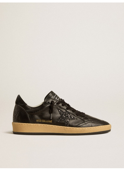 Ball Star in black nappa with black glitter star and suede heel tab