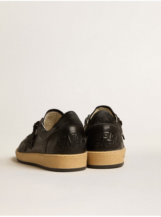 Ball Star in black nappa with black glitter star and suede heel tab