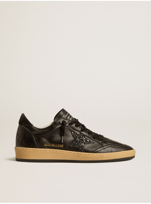 Ball Star in black nappa with black glitter star and suede heel tab