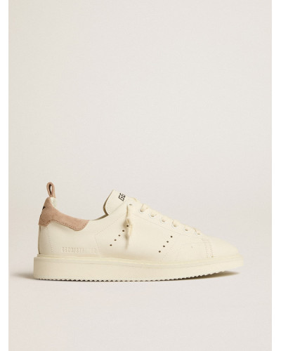 Starter in white leather with light brown nubuck heel tab