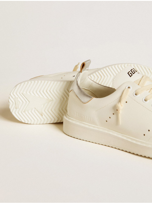 Starter LTD in white leather with silver metallic leather heel tab