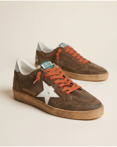 Ball Star in Brown Suede With Orange Laces