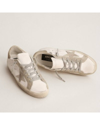Mens Super-Star Sneakers in Grey Suede With Grey Star and Grey Heel Tab