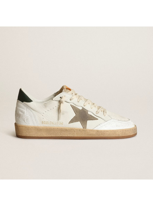 Ball Star Sneakers in White Leather With Black Heel Tab