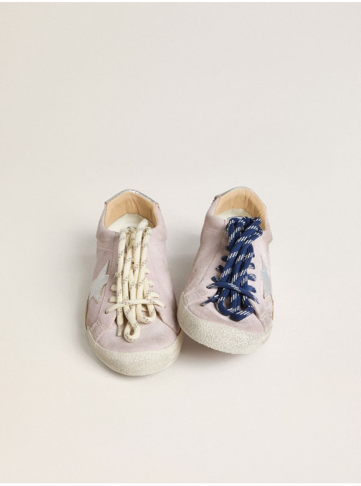 True-Star in Pastel Pink Suede With Silver Star and Heel Tab