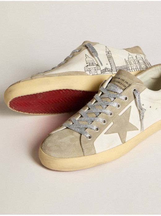 Men’s Super-Star in nappa with ice-gray suede star and black embroidery