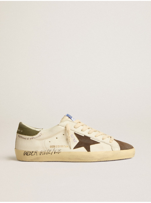 Men's Super-Star LTD in nappa with brown suede star and green heel tab