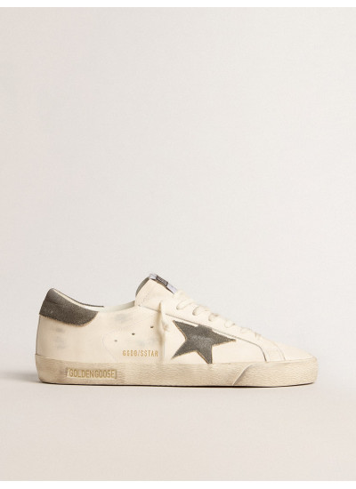 Super-Star in nappa with gray suede star and heel tab