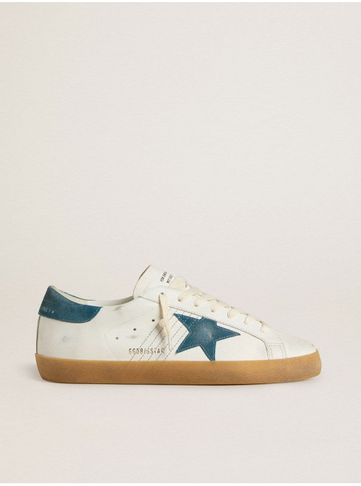 Men's Super-Star in leather with petrol-blue suede star and heel tab