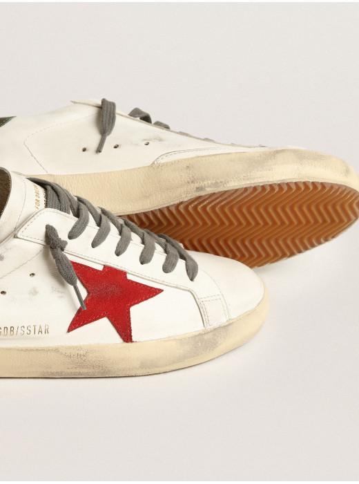 Men's Super-Star with red suede star and green leather heel tab