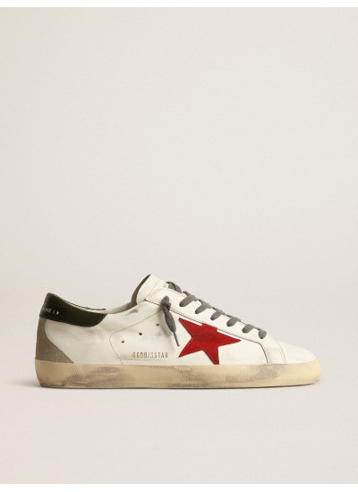 Men's Super-Star with red suede star and green leather heel tab