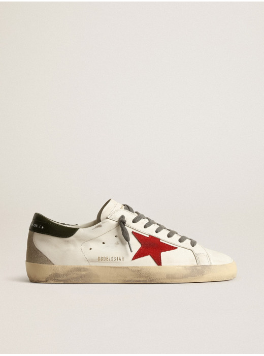 Men's Super-Star with red suede star and green leather heel tab