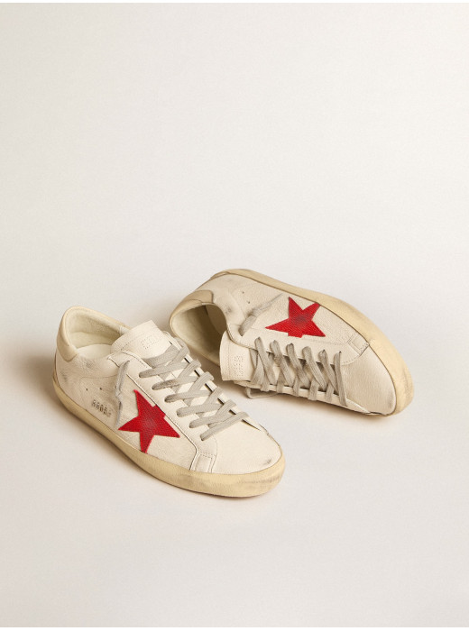 Men's Super-Star in nappa with red star and cream leather heel tab