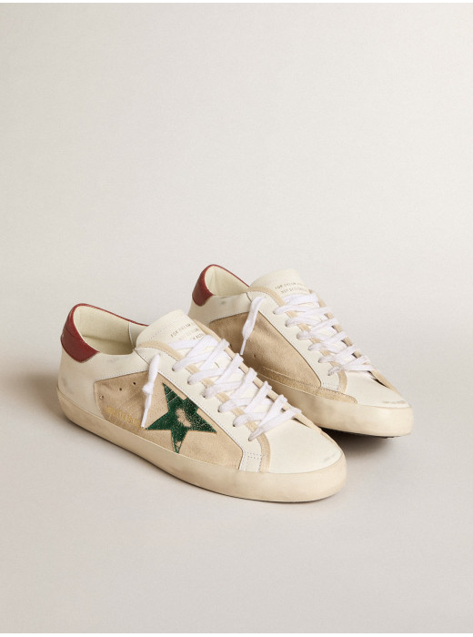 Men's Super-Star LTD in suede with green metallic star and red heel tab