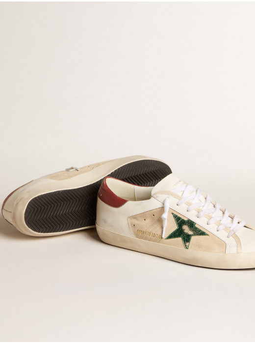 Men's Super-Star LTD in suede with green metallic star and red heel tab