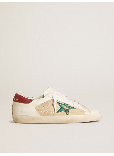 Men's Super-Star LTD in suede with green metallic star and red heel tab