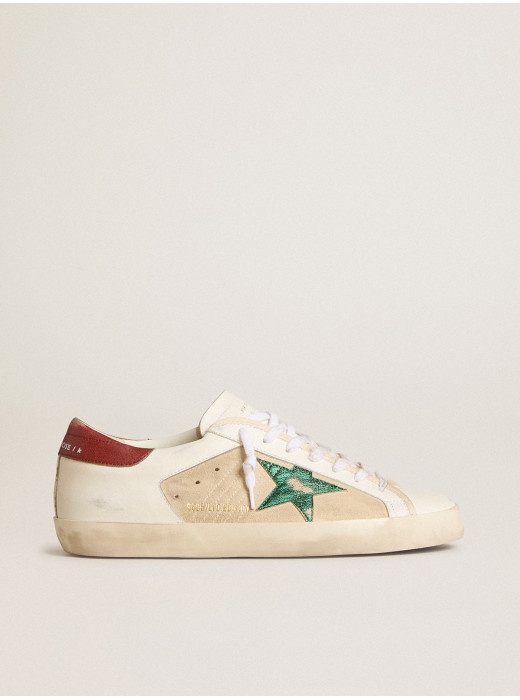 Men's Super-Star LTD in suede with green metallic star and red heel tab