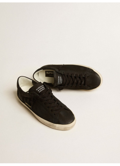 Men's Super-Star in black nubuck with perforated star and black nubuck heel tab