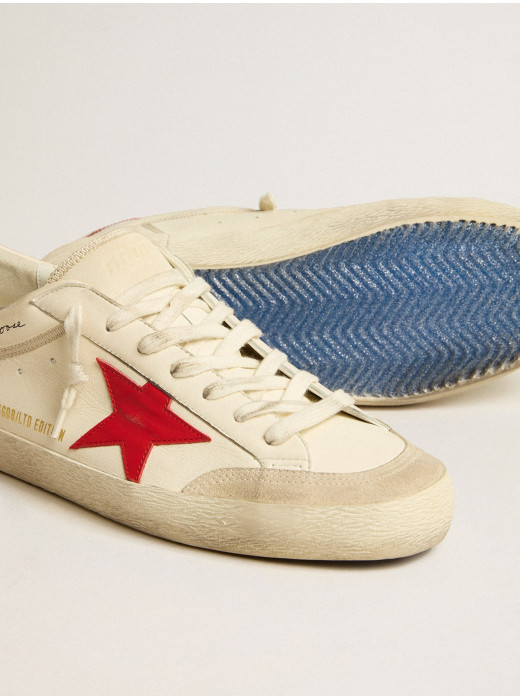 Men's Super-Star LTD in nappa with red leather star and pearl suede toe