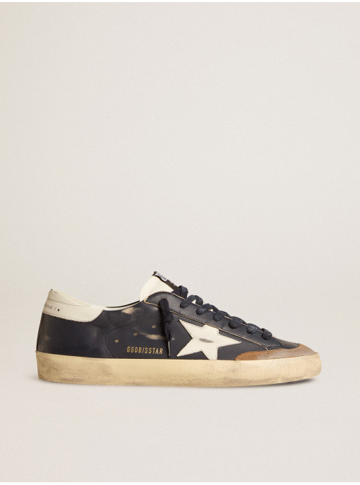 Men's Super-Star in blue nappa leather with white leather star and heel tab